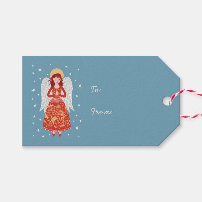 Étiquettes-cadeau Noël Angel (Devant (Horizontal))