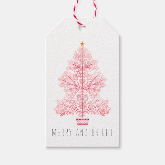 Étiquettes-cadeau Noël Arbre Joyeux et Fêtes Lumineuses (Devant)