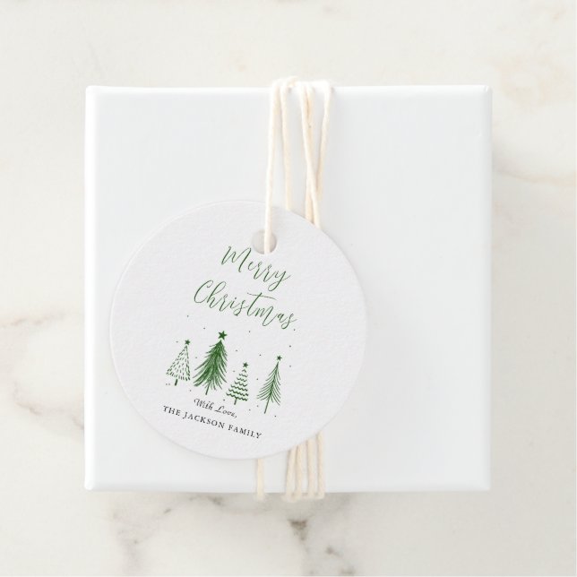 Étiquettes Cadeau Noël Arbre vectoriel Joyeux Noël (En situation)