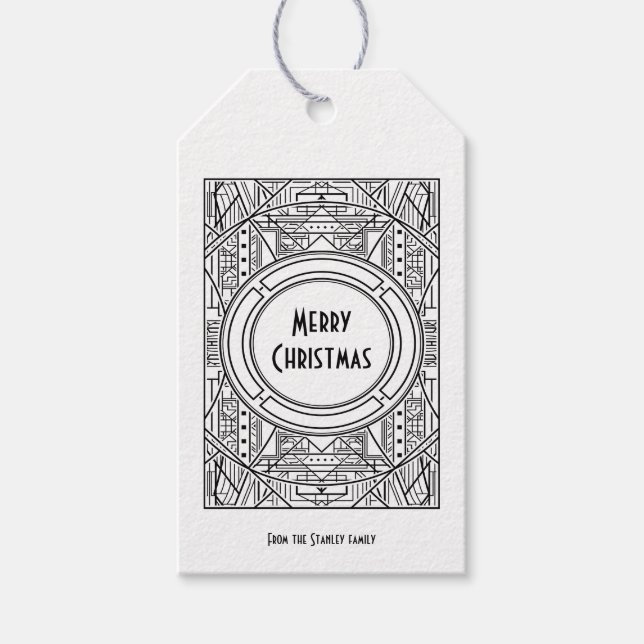 Étiquettes-cadeau Noël Art déco rétro élégant (Devant)