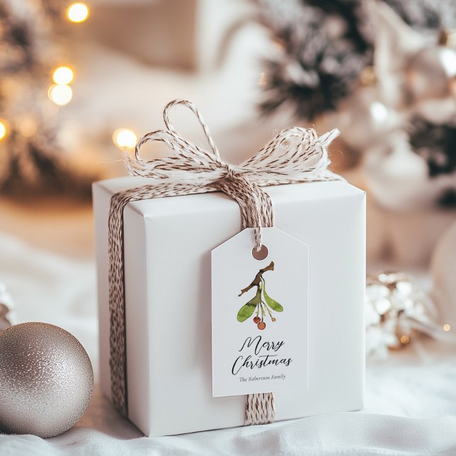 Étiquettes-cadeau Noël au Gui Élégant (Créateur téléchargé)