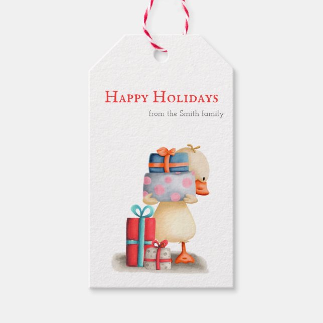 Étiquettes-cadeau Noël aux oiseaux de canard mou (Devant)