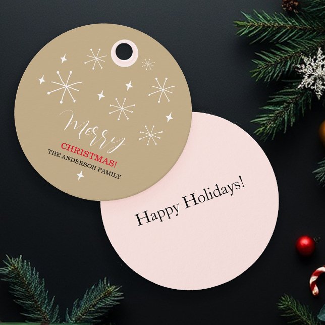 Étiquettes Cadeau Noël aux Snowflakes du village de campagne mignon (Créateur téléchargé)