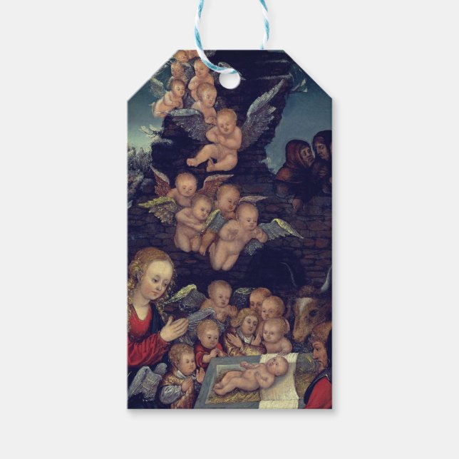 Étiquettes-cadeau NOËL Balise cadeau CRANACH RENAISSANCE NATIVITÉ (Devant)