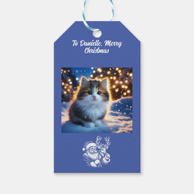 Étiquettes-cadeau Noël Beau Kitten (Devant)