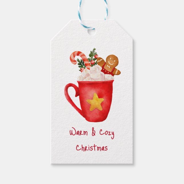 Étiquettes-cadeau Noël Chaud cacao Cookie Vacances Boisson (Devant)