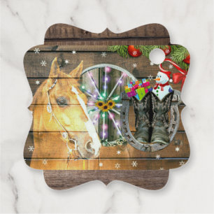 Étiquettes Cadeau Noël Cheval Wagon Roue Cowboy Bottes Garland