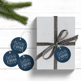 Étiquettes Cadeau Noël chrétien Verset typographie Vacances Bleu