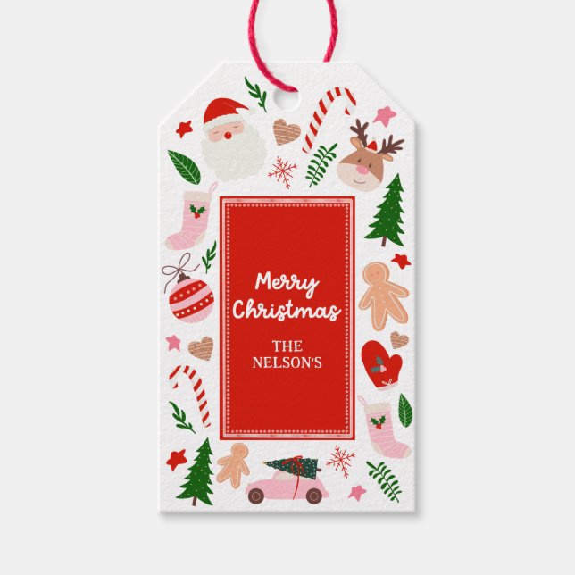 Étiquettes-cadeau Noël Coloré Amusant (Devant)