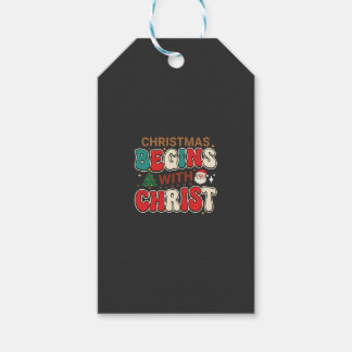 Étiquettes-cadeau Noël Commence Avec Christ Rétro Père Noël