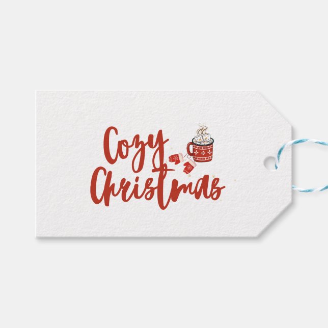 Étiquettes-cadeau Noël cosy : Hot Cocoa & Mittens Design (Devant (Horizontal))