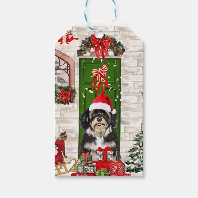 Étiquettes-cadeau Noël de chien Havanais (Devant)