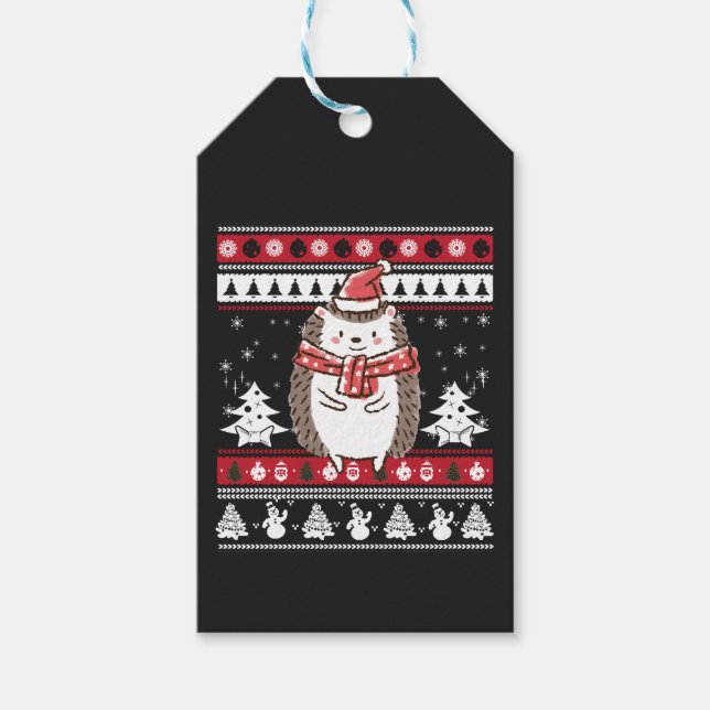 Étiquettes-cadeau Noël de Hérisson (Devant)