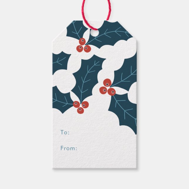 Étiquettes-cadeau Noël de Holly Berries (Devant)