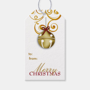 Étiquettes-cadeau Noël de Jingle Bell d'or Joyeux