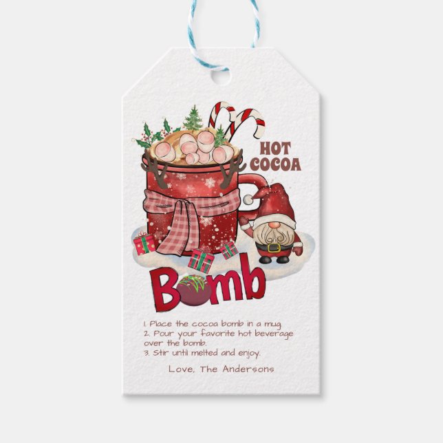 Étiquettes-cadeau Noël de la bombe au chocolat chaud (Devant)
