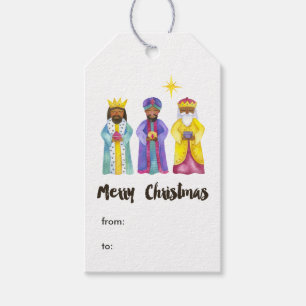 Étiquettes-cadeau Noël de la Nativité à l'aquarelle
