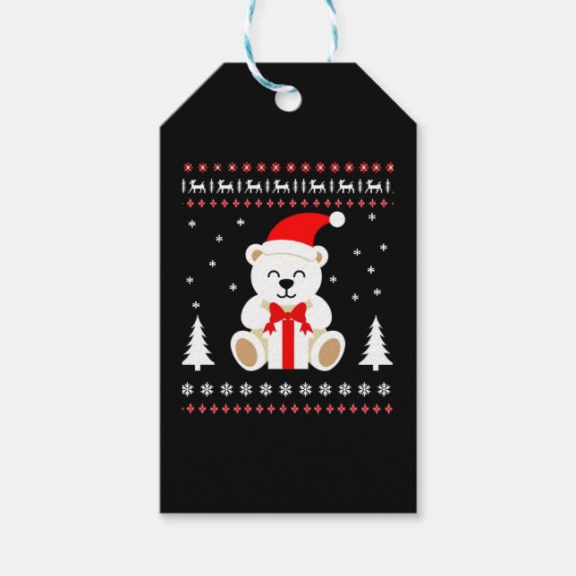 Étiquettes-cadeau Noël de l'ours (4) (Devant)