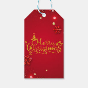 Étiquettes-cadeau Noël de luxe rouge et or
