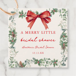 Étiquettes Cadeau Noël de mariage avec un petit ruban rouge