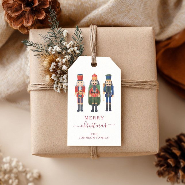 Étiquettes-cadeau Noël de mignon Noisette rouge (Cute Red Nutcracker Christmas Gift Tags)