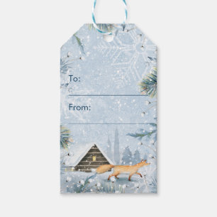 Étiquettes-cadeau Noël de neige du pays des merveilles d'hiver de