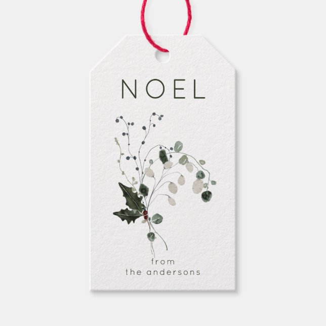 Étiquettes-cadeau Noel de Noël Verdure rustique (Devant)