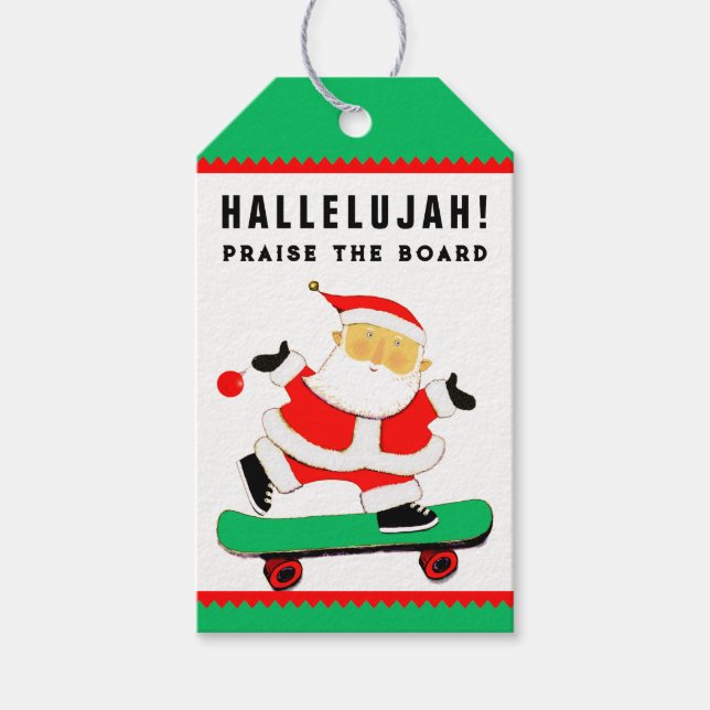 Étiquettes-cadeau Noël de planche à roulettes unique (Devant)