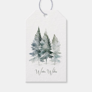 Étiquettes-cadeau Noël des arbres forestiers boisés