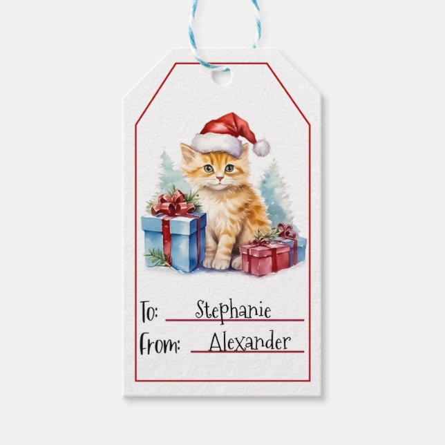 Étiquettes-cadeau Noël des chats mignons (2) (Devant)