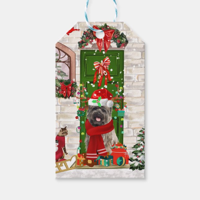 Étiquettes-cadeau Noël du chien de Cairn Terrier (Devant)