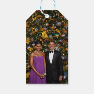 Étiquettes-cadeau Noël du président Barack Obama et de Michelle