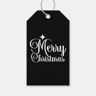 Étiquettes-cadeau Noël Élégant & Festif Noir & Blanc