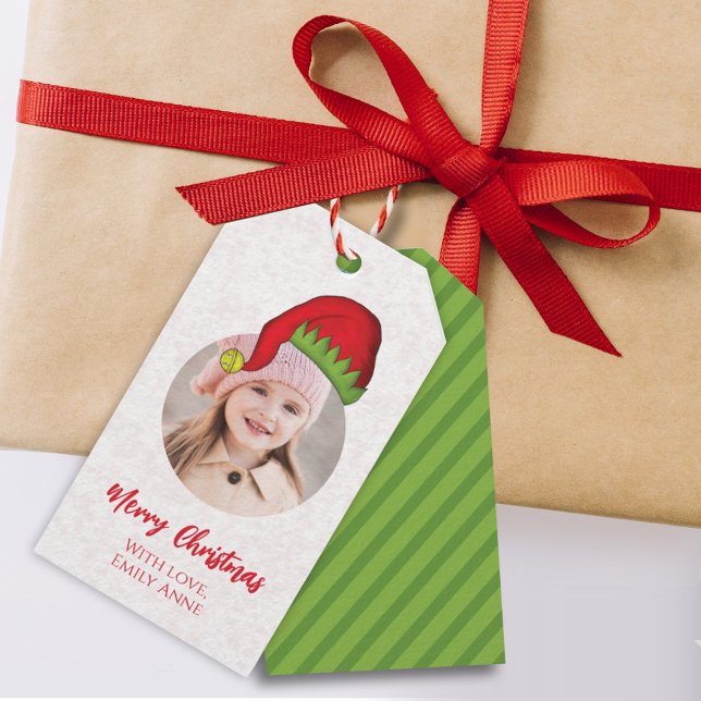 Étiquettes-cadeau Noël Elf Vacances Mignonne Simple Casquette Whimsi (Créateur téléchargé)