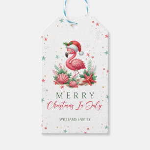 Étiquettes-cadeau Noël en Flamant rose juillet