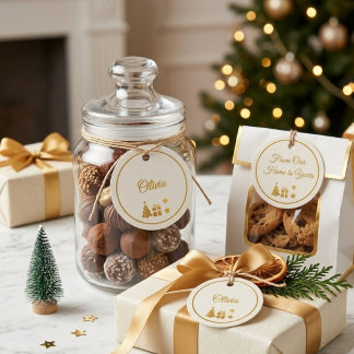 Étiquettes Cadeau Noël en or personnalisé