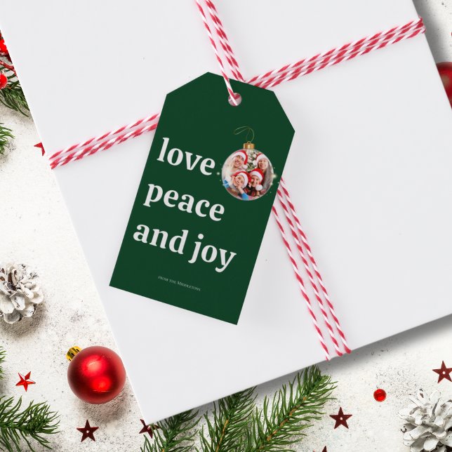 Étiquettes-cadeau Noël Famille Photo Amour Paix Joie Vacances (Créateur téléchargé)
