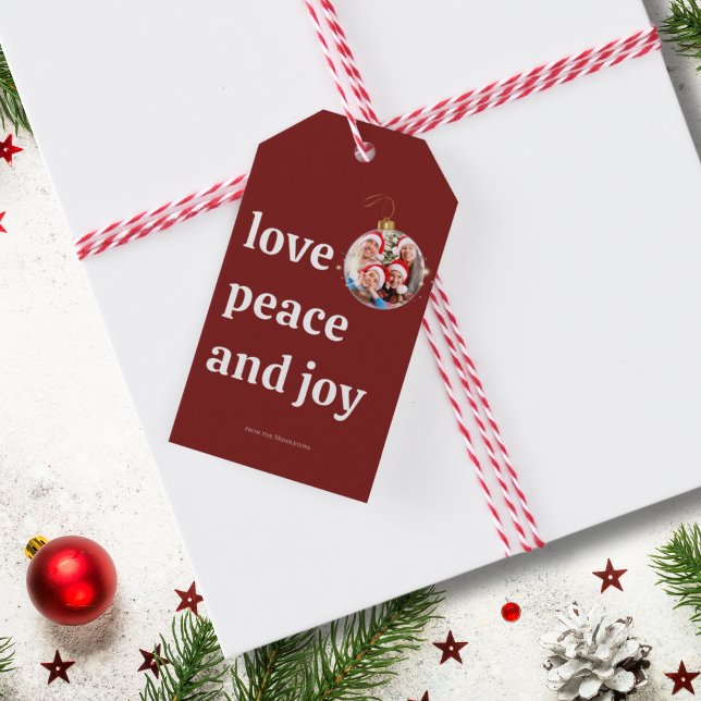 Étiquettes-cadeau Noël Famille Photo Amour Paix Joie Vacances (Créateur téléchargé)