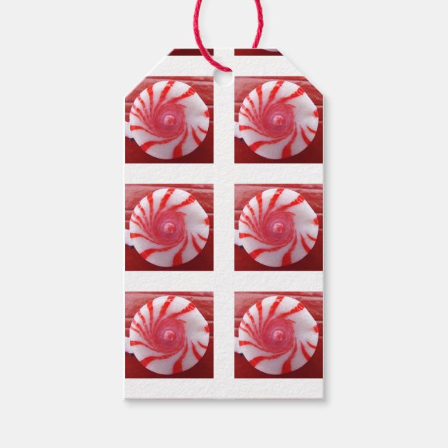 Étiquettes-cadeau Noël Fête de la menthe poivrée tourbillon bonbon (Devant)