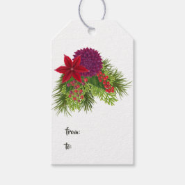Étiquettes-cadeau Noël floral aquarelle