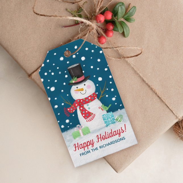 Étiquettes-cadeau Noël hiver mignon Snowman (A cute Christmas snowman holiday gift tag. Personalize them with your name.)