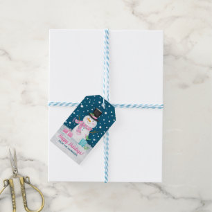 Étiquettes-cadeau Noël hivernal du motoneige mignon