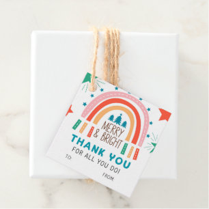 Étiquettes Cadeau Noël Joyeux et Merci brillant