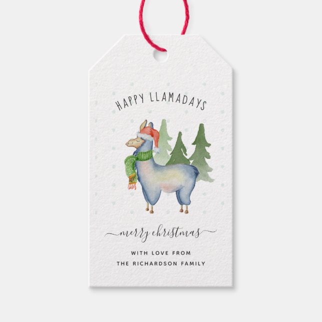Étiquettes-cadeau Noël Llama (Devant)