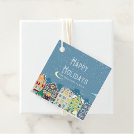 Étiquettes Cadeau Noël maisons neige jour de fête heureuse faveur