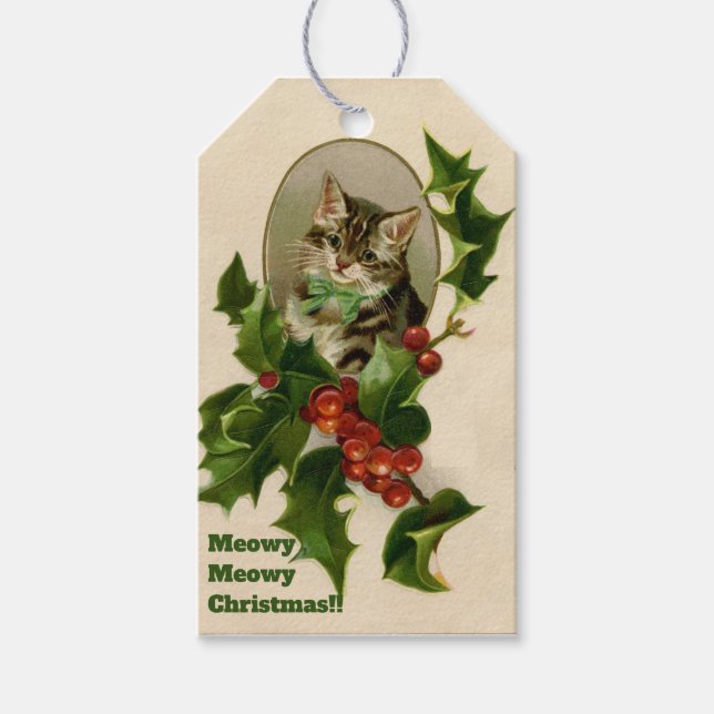 Étiquettes-cadeau Noël Meowy (Devant)
