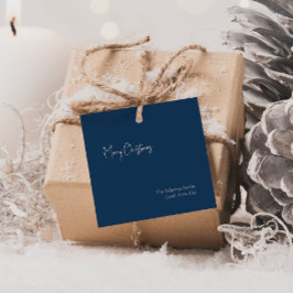 Étiquettes Cadeau Noël moderne | Balise cadeau de famille Carré bleu