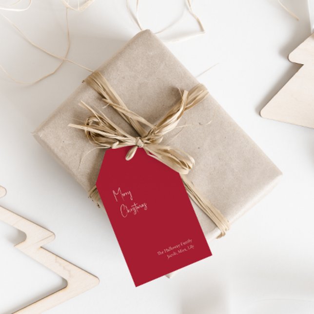 Étiquettes-cadeau Noël moderne | Balises Cadeau Famille Rouge (Créateur téléchargé)