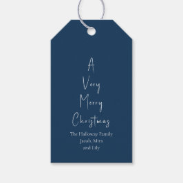 Étiquettes-cadeau Noël moderne | Bleu arbre généalogique