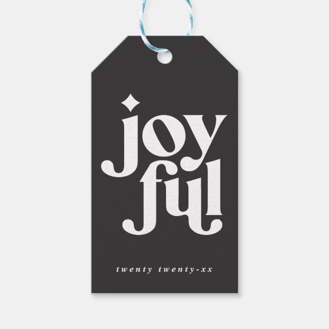 Étiquettes-cadeau noël moderne minimal joyeux (Devant)